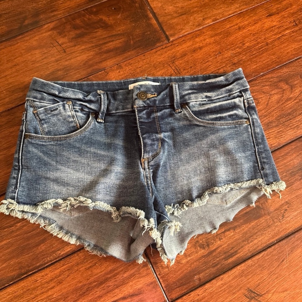 Guess Blue Frayed Jean Shorts